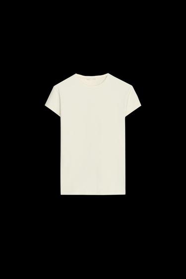 SLIM FIT SHORT SLEEVE T-SHIRT - Ecru by Zara - Image 0