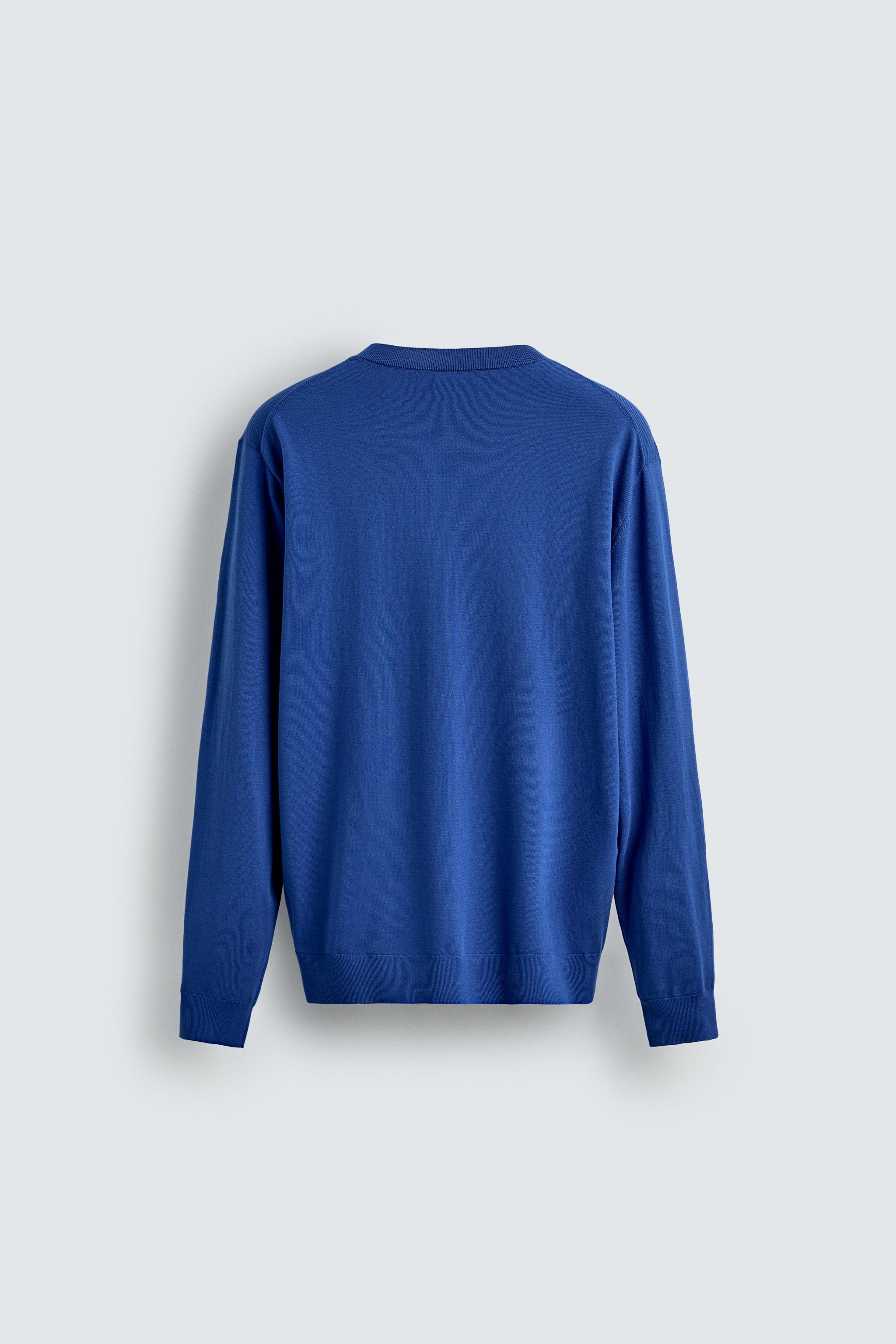 REGULAR FIT COTTON BLEND JUMPER — Bluish