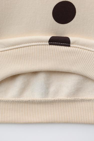 POLKA DOT SWEATSHIRT - Ecru / Brown by Zara - Image 3
