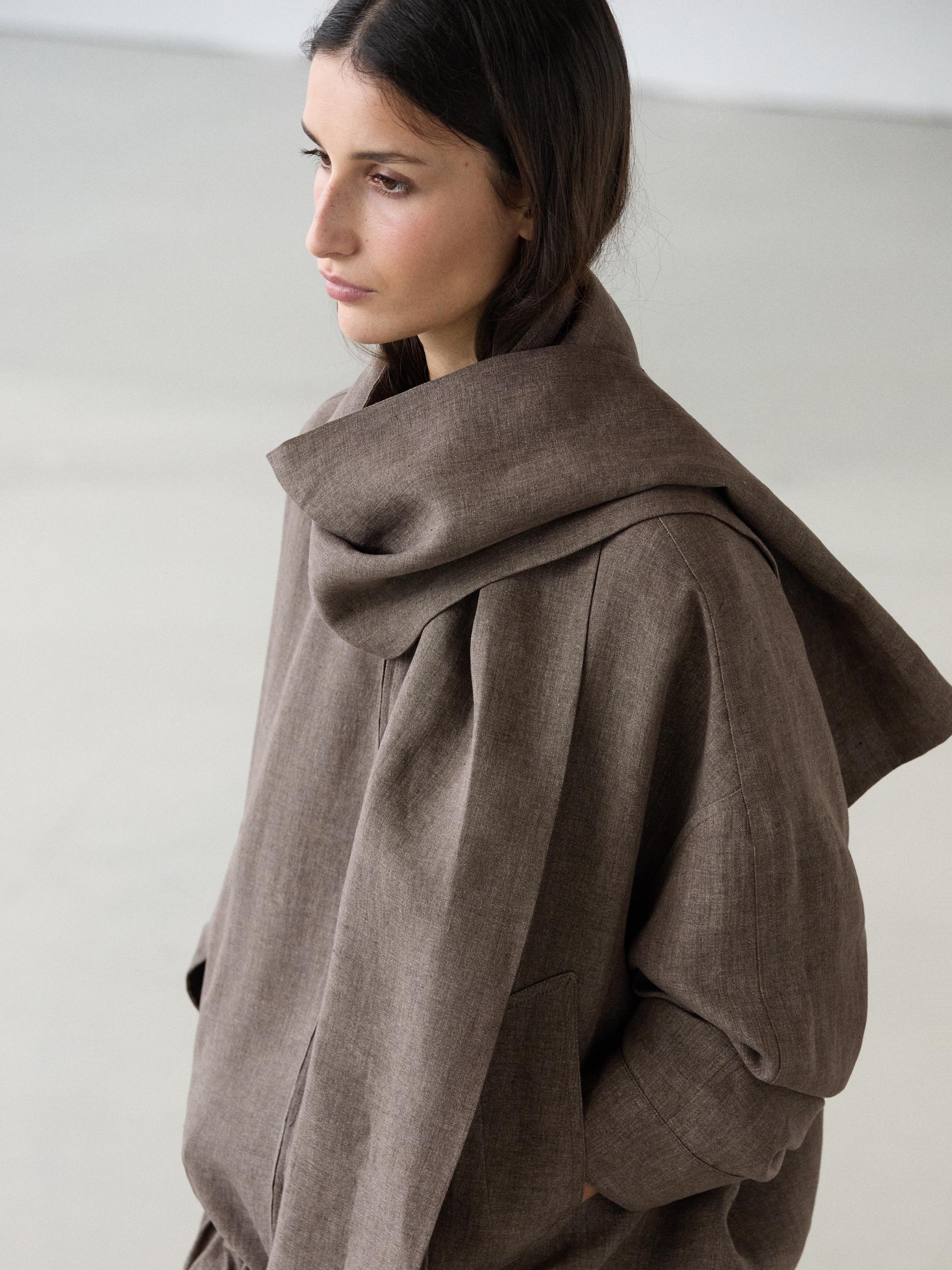 Veste bomber foulard mélange lin