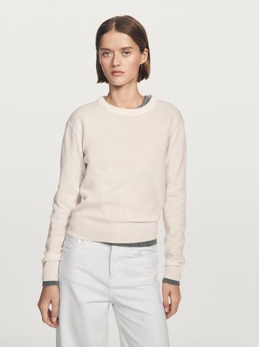 Jersey punto cuello redondo mezcla lana - Crudo de Zara