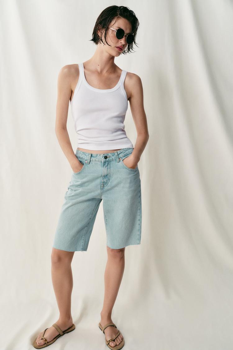 Pantalones cortos tipo bermuda de denim de tiro medio Z1975 6