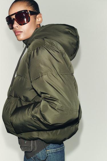 ANORAK CORTO CAPUCHA WATER REPELLENT WINDPROOF - Khaki de Zara