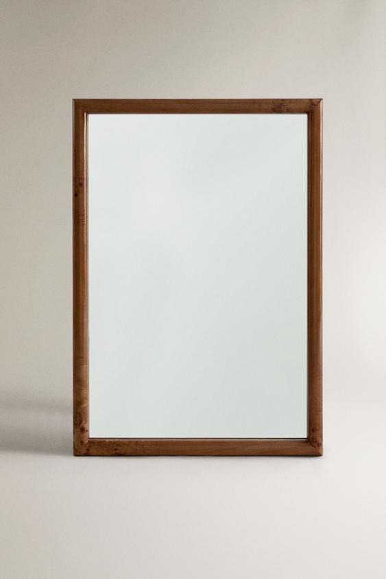 Zara POPLAR WOODEN WALL MIRROR - 棕色 - 圖片 0