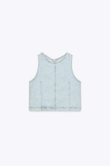 Z1975 SHORT DENIM TOP - Light blue by Zara