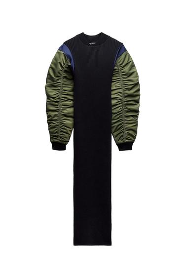 MIXED NYLON MIDI DRESS