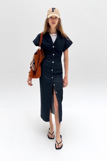 VESTIDO Z1975 MIDI DENIM - Azul de Zara