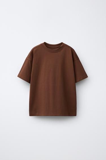 Zara JEDNOBOJNA MAJICA – laporno smeđa