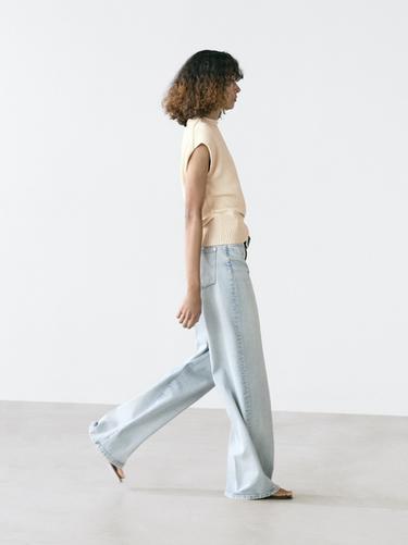 Chaleco punto mezcla algodón - Crudo de Zara