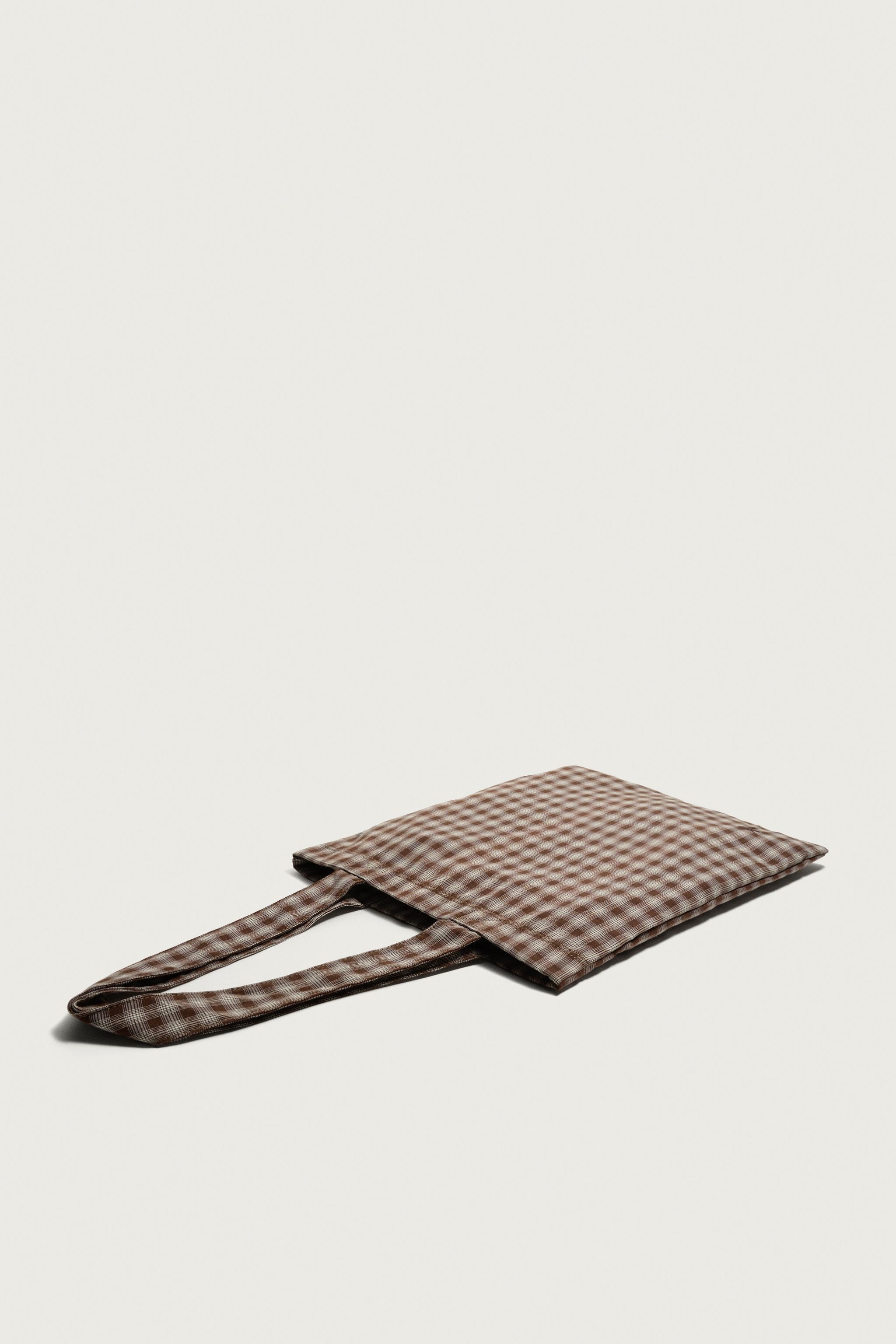 FABRIC SHOPPER BAG — Brown