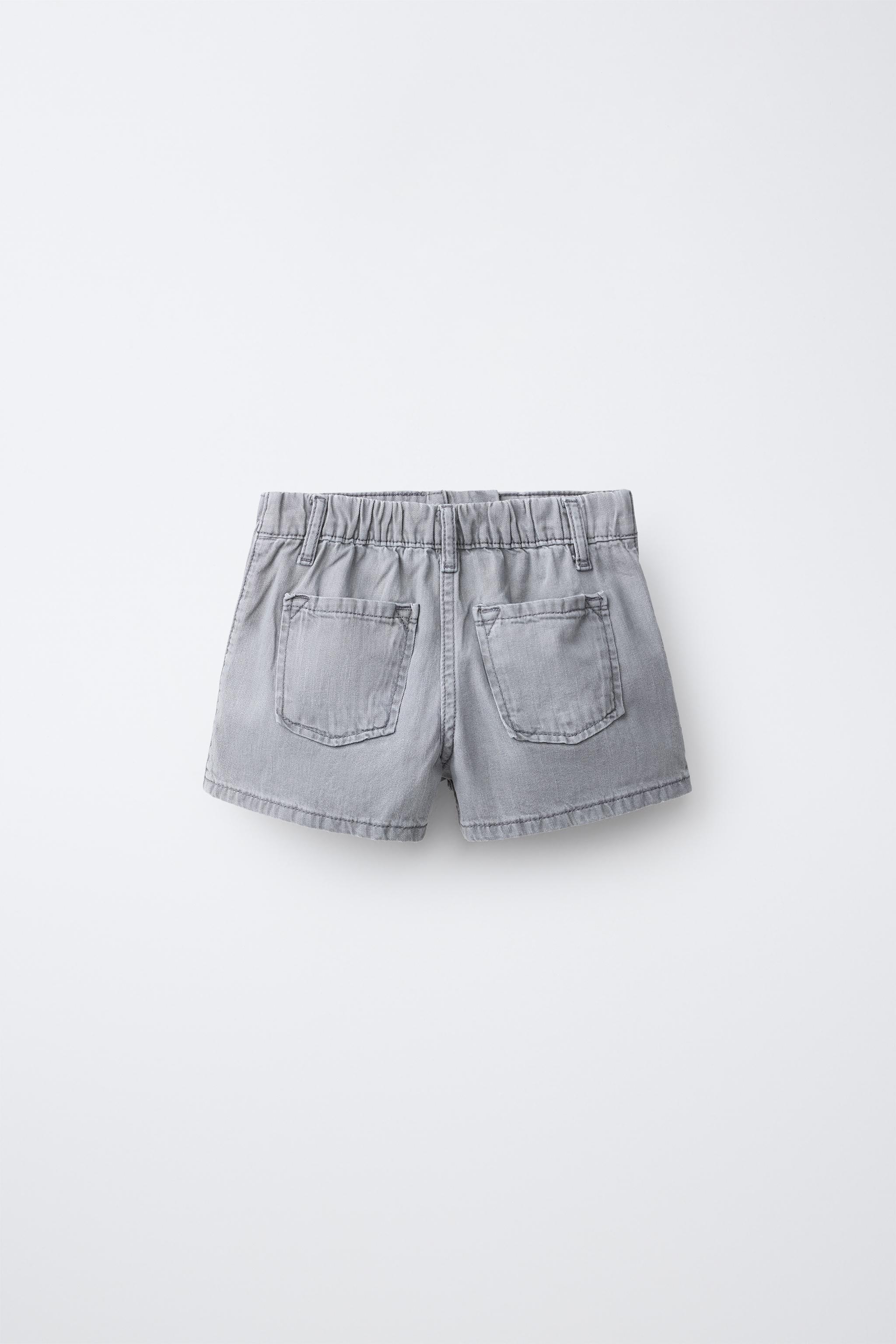 RHINESTONE DENIM BERMUDA SKIRT — Gray