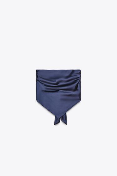 SATIN HALTER TOP - Midnight blue by Zara