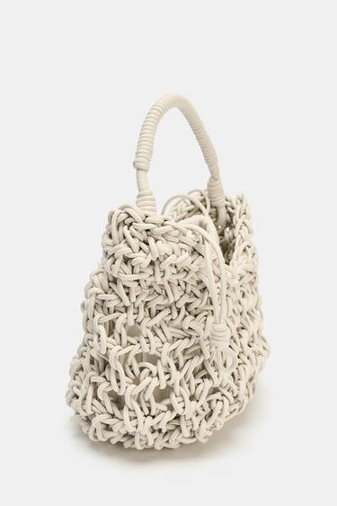 SAC À MAIN TRESSÉ À SURPIQÛRES - Écru de Zara - Image 5