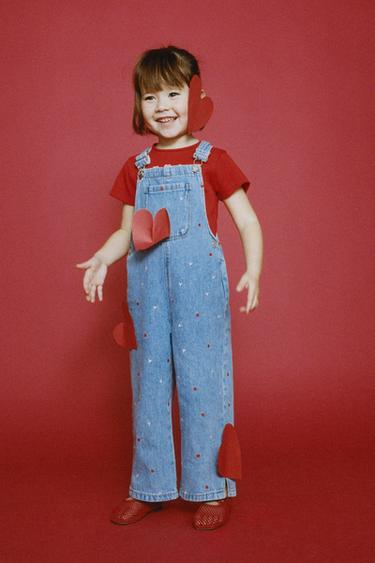 PALIÇETA TË GJATA DENIM ME QËNDISJE ZEMRA - E kaltër nga Zara