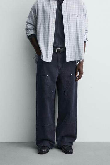 PANTALON DE CHARPENTIER À CLOUS - Bleu marine de Zara - Image 1