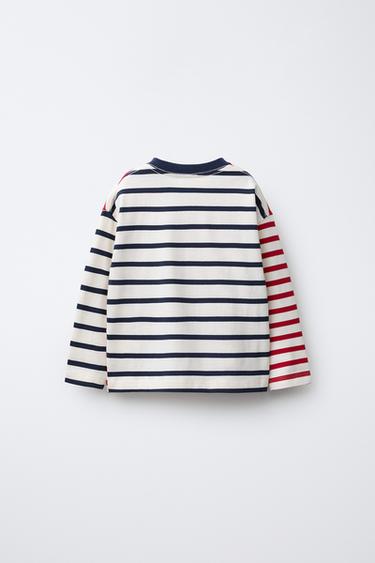 COMBINED STRIPED T-SHIRT - Blue by Zara - Image 1