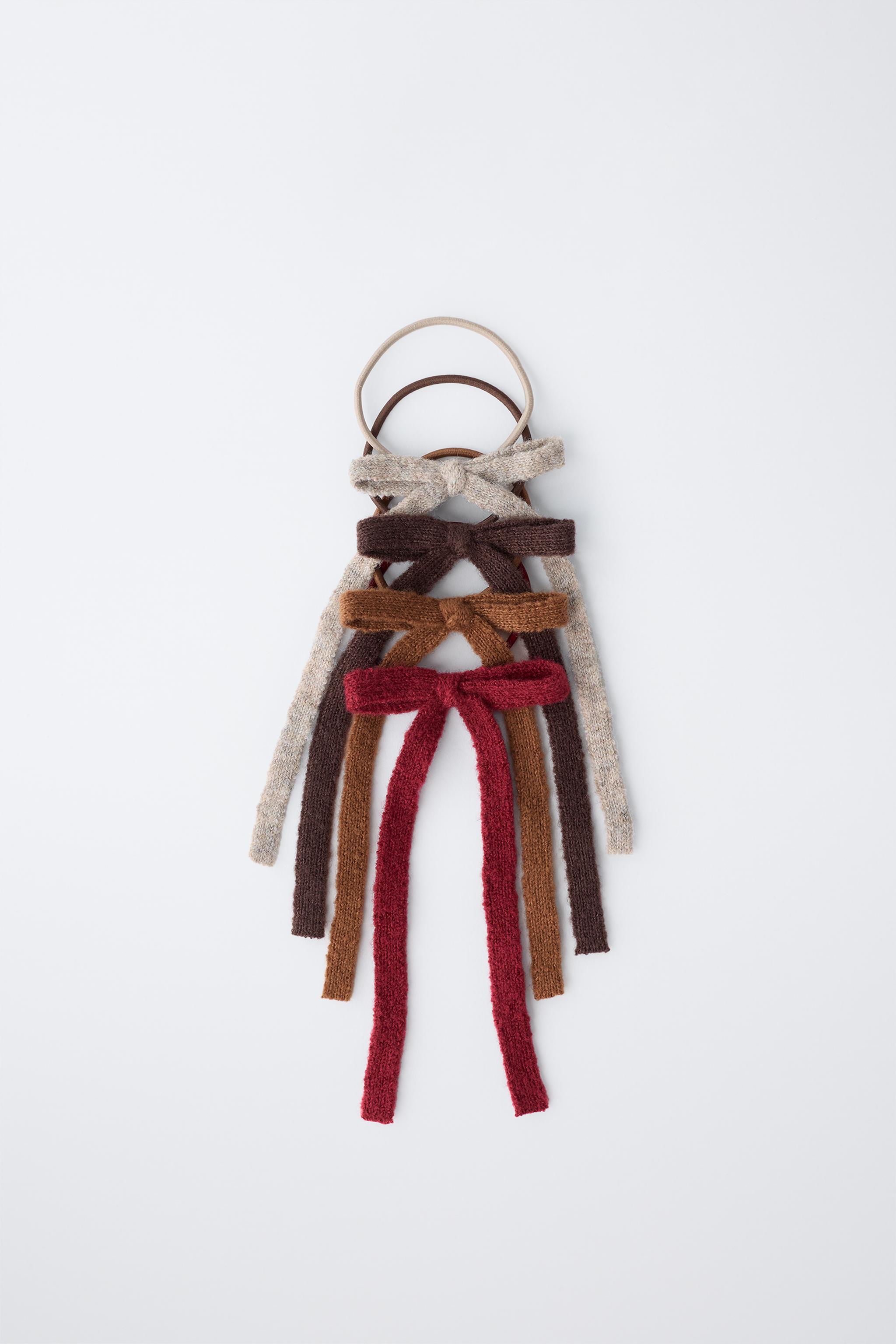 FOUR-PACK OF KNITTED BOW HAIR TIES