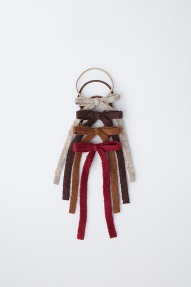 LOT DE QUATRE CHOUCHOUS À NŒUD EN MAILLE - Kaki de Zara - Image 3