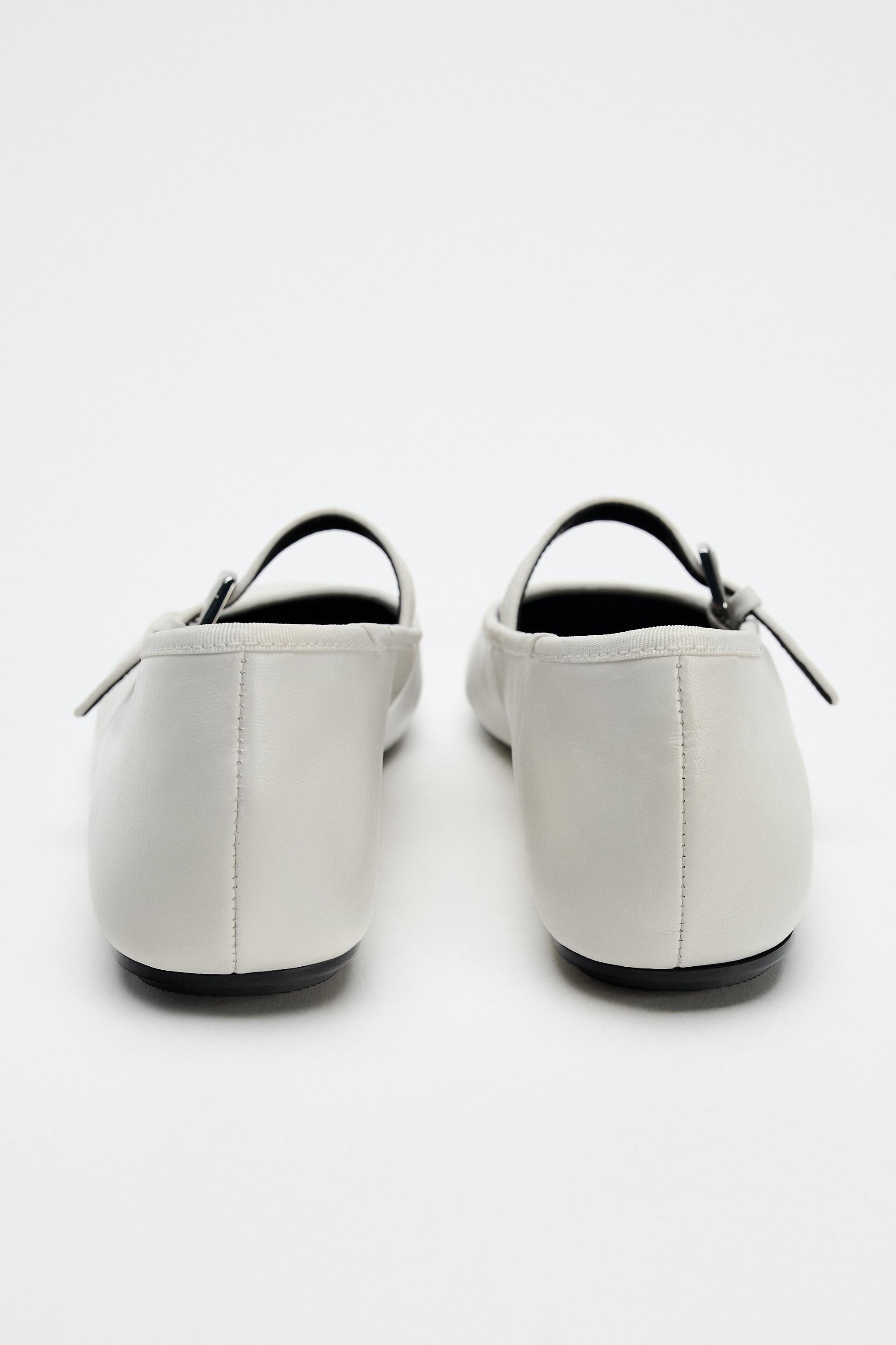 ZARA LEATHER BALLET FLATS WHITE orders