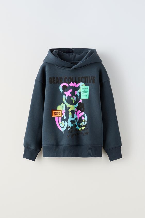 BEAR GRAFFITI HOODIE Charcoal grey ZARA Australia