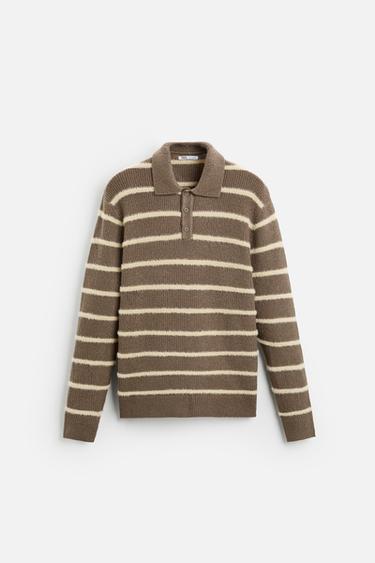 POLO PUNTO RAYAS TEXTURA - Tostado de Zara