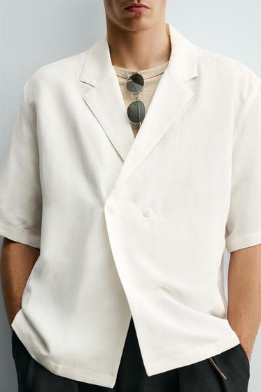 CHEMISE KIMONO VISCOSE - LIN - Blanc cassé de Zara - Image 5