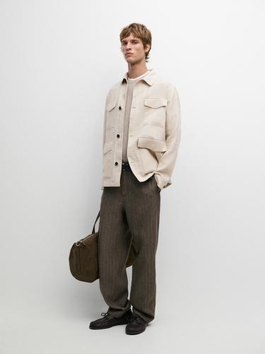 Zara Lightweight linen jacket with pockets - Stone