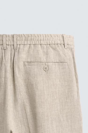 REGULAR FIT 100% LINEN TROUSERS - Light beige by Zara - Image 8