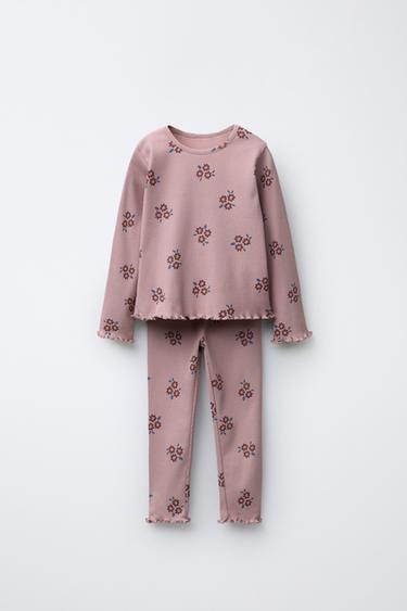 КОМПЛЕКТ У РУБЧИК: ТОП І ЛЕГІНСИ З КВІТКОВИМ ПРИНТОМ - Рожевий Zara