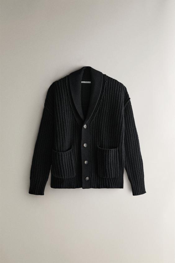 STRIKKET CARDIGAN - mørk grå fra Zara - Billede 0