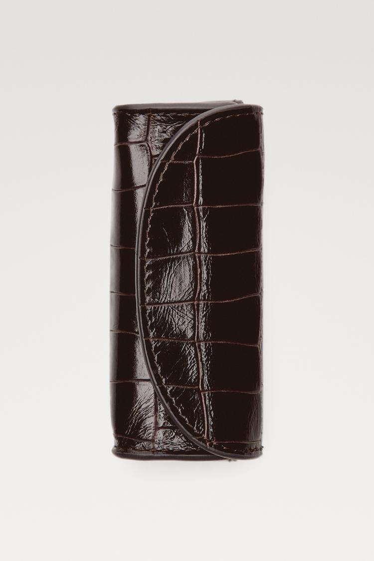 Nappa leather ring case with coco finish — Chocolate