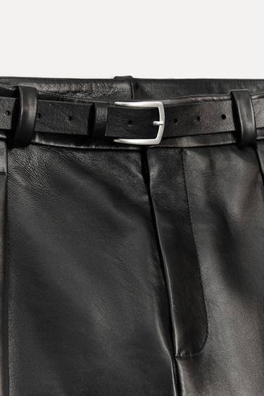 50TH ANNIVERSARY LEATHER TROUSERS WITH DARTS AND BELT - Black by Zara - Image 4