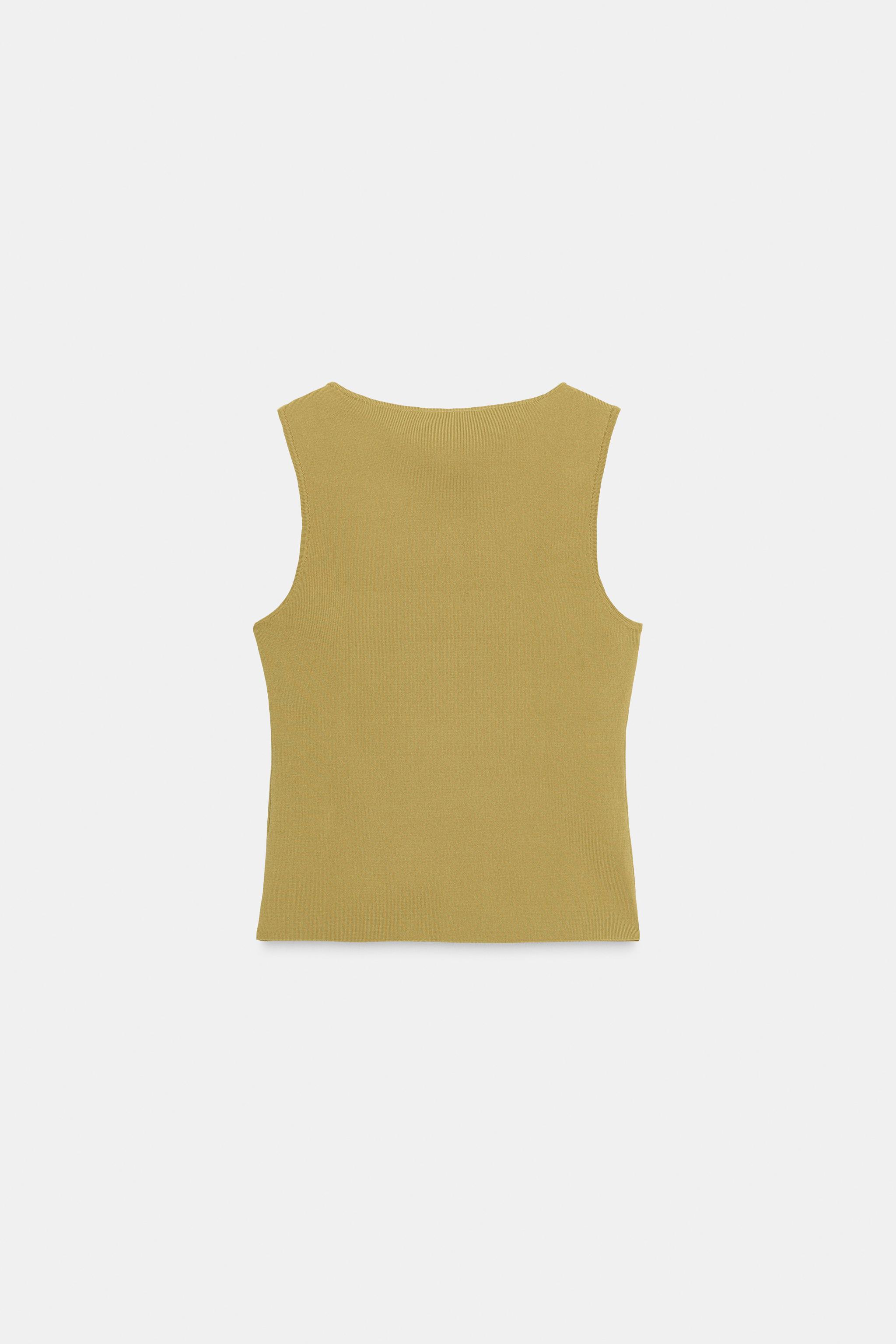 METALLIC DETAIL KNIT TOP - Mid-green | ZARA United States