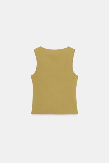 METAL DETAIL KNIT TOP - Mid-green de Zara - Image 1