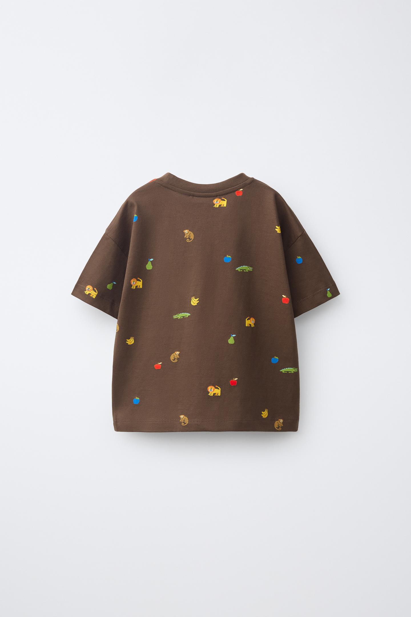Детская футболка Zara Printed, цвет: Шоколадный — фото 2