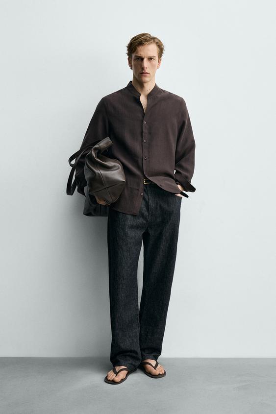 FLOWY BAND COLLAR SHIRT