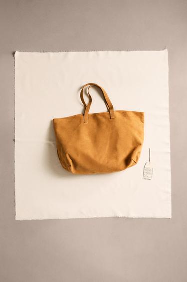 LEATHER SHOPPER BAG - LIMITED EDITION - Sand Brown by Zara