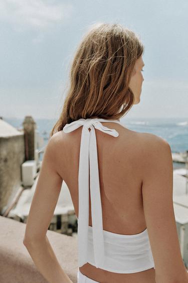 TOP HALTER VOLANTS - Blanc de Zara - Image 4