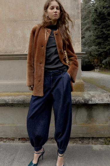MANTEAU 100 % CUIR RÉVERSIBLE - Marron de Zara - Image 2