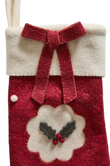 FELT CHRISTMAS STOCKING DECORATION - Red by Zara