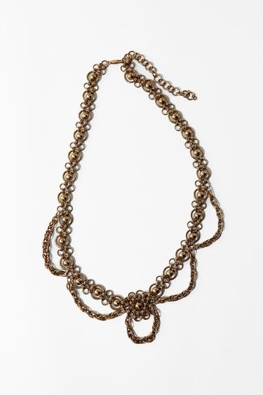METAL FLOWER BELT - pink gold by Zara