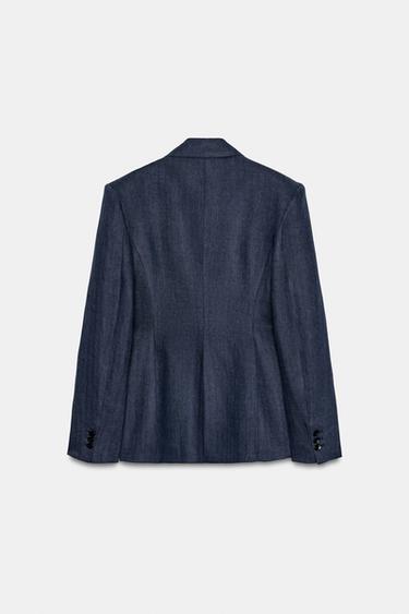 BLAZER ENTALLADA ESPIGA LINO 100% - Índigo de Zara
