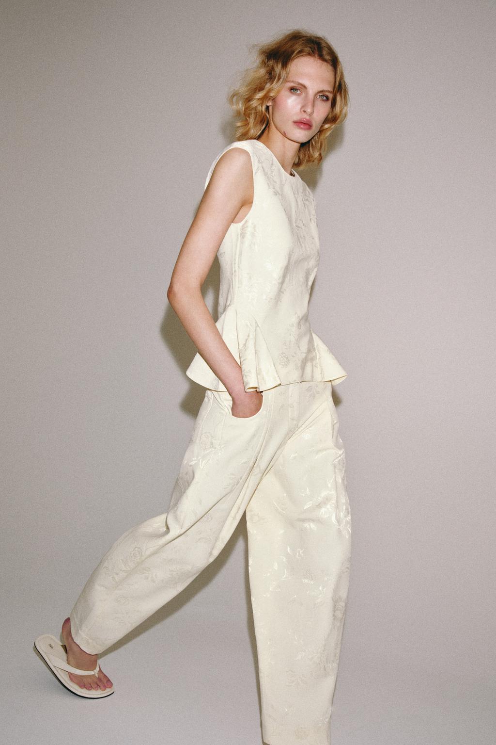 ZW COLLECTION JACQUARD BARREL TROUSERS