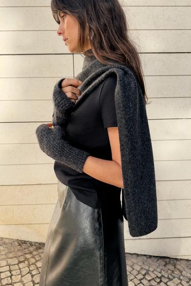 Zara 針織短手套 - 炭灰色