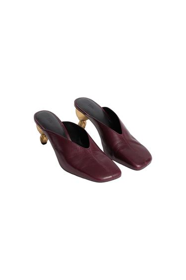 Zaras MULE-KLACKSKO I LÄDER LIMITED EDITION - Vinröd
