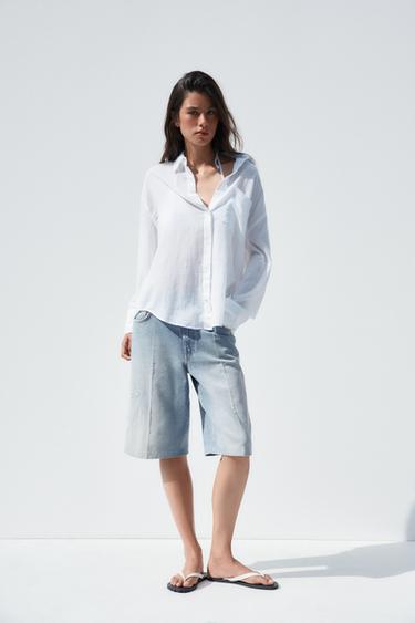 Zara OVERSIZED GAUZE SHIRT - White