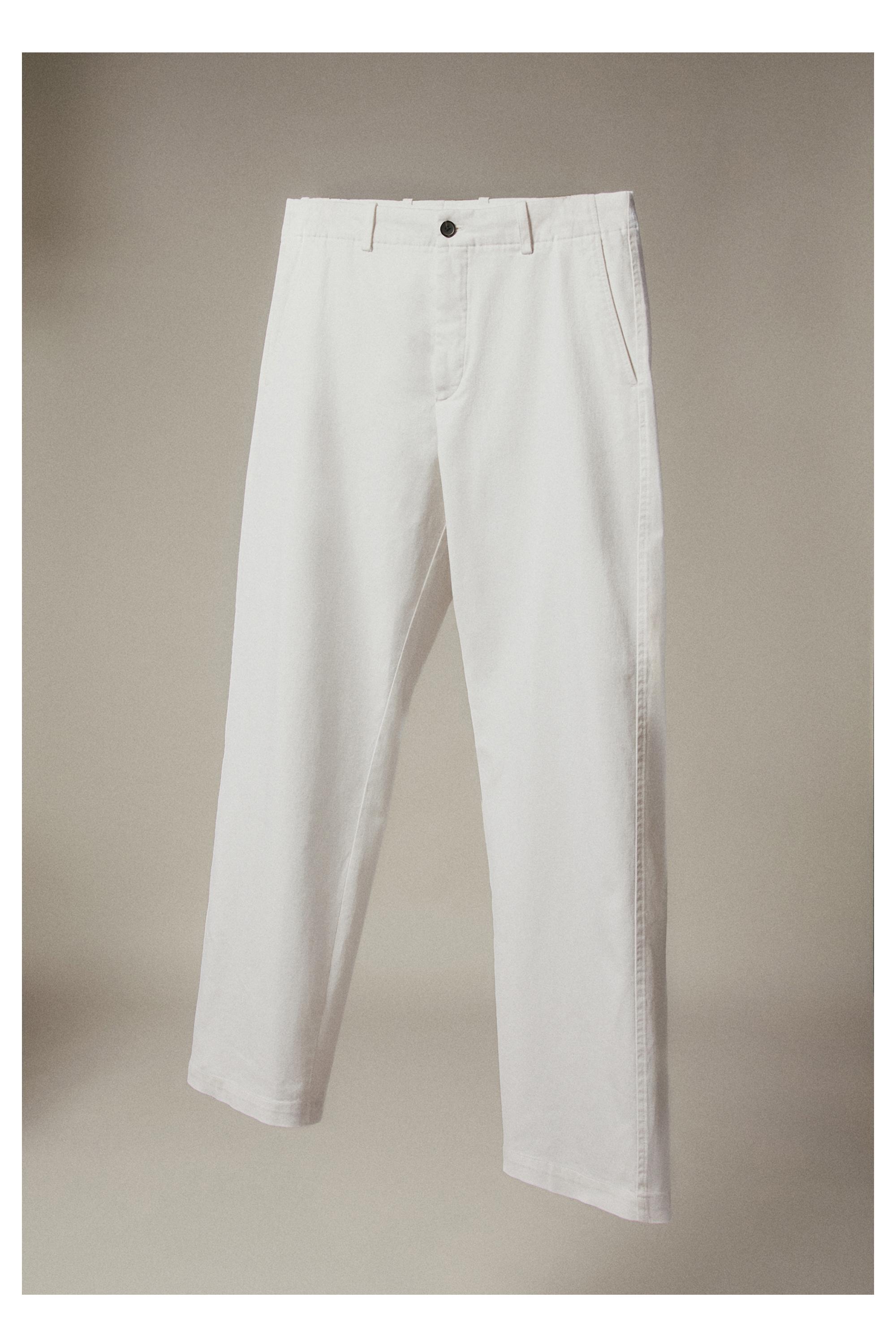 Cotton blend straight-leg pants — Oyster-white