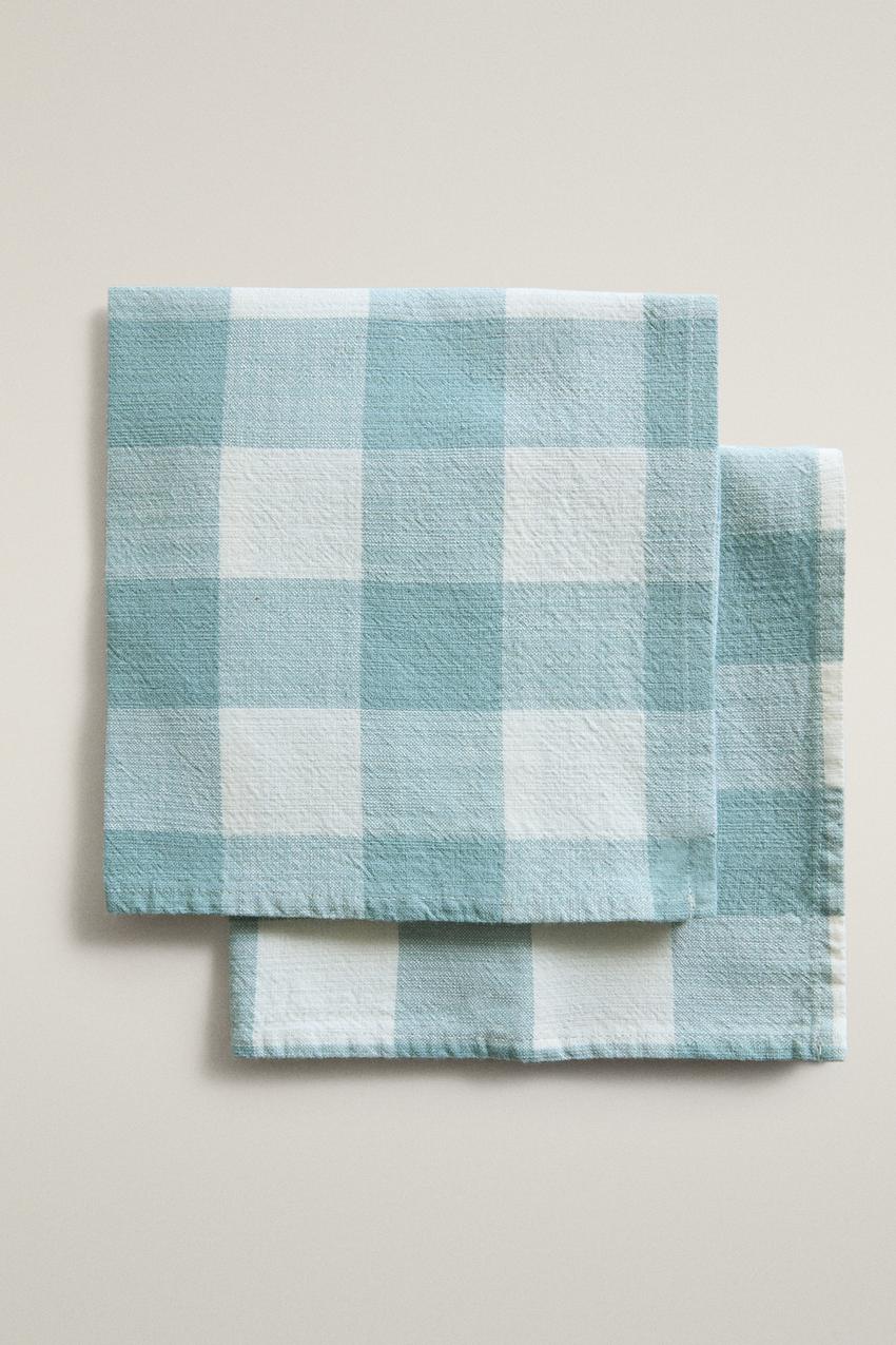 KARIERTE BAUMWOLLSERVIETTEN (2ER-PACK) - Blau