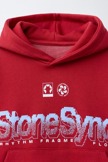 SWEAT À CAPUCHE IMPRIMÉ - Rouge de Zara - Image 2