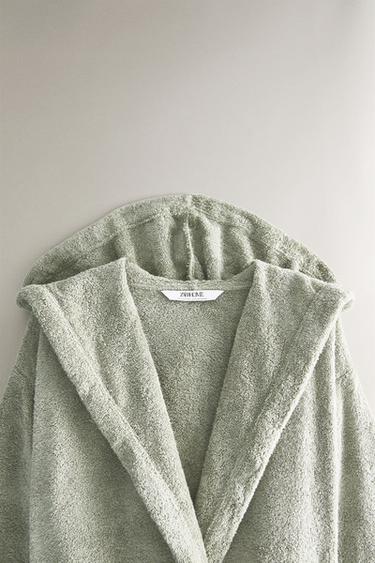 HOODED BATHROBE (360 GXM²) - Mint by Zara - Image 1